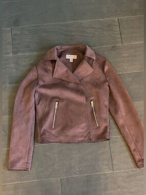 Philosophy Mauve Suede Moto Jacket - xs